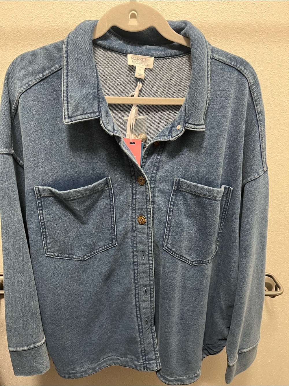 Market & Spruce Light Blue Denim Shacket